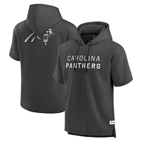 Men's Fanatics Charcoal Carolina Panthers Elements Future Ground Lettering Short Sleeve Pullover Hoodie