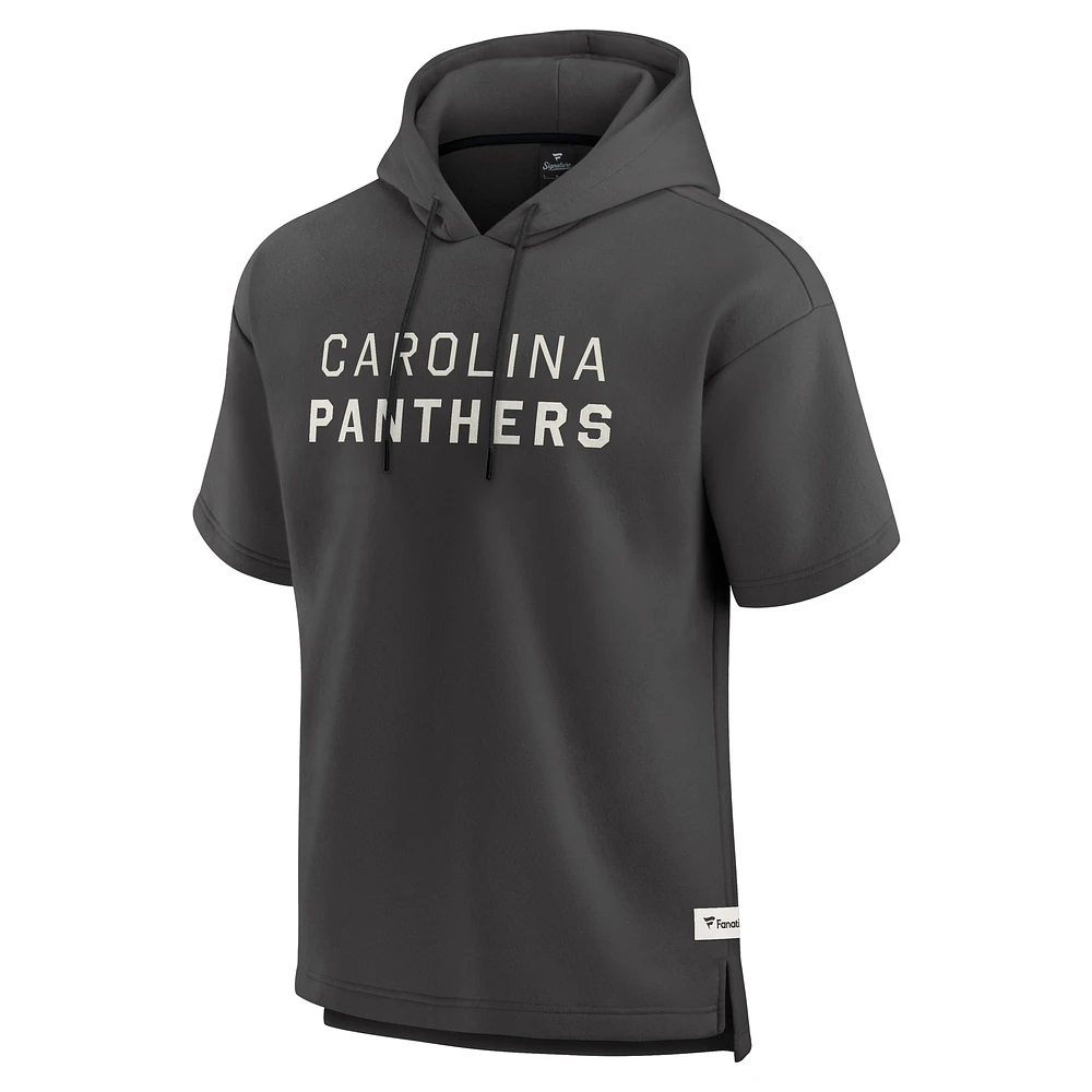 Men's Fanatics Charcoal Carolina Panthers Elements Future Ground Lettering Short Sleeve Pullover Hoodie