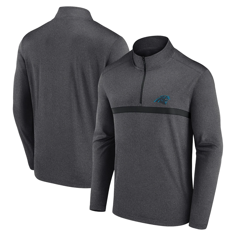Men's Fanatics  Charcoal Carolina Panthers Head-to-Head Quarter-Zip Pullover