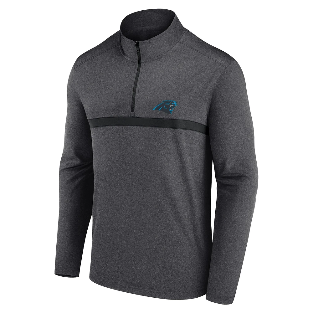 Men's Fanatics  Charcoal Carolina Panthers Head-to-Head Quarter-Zip Pullover