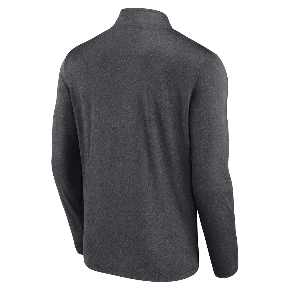 Men's Fanatics  Charcoal Carolina Panthers Head-to-Head Quarter-Zip Pullover
