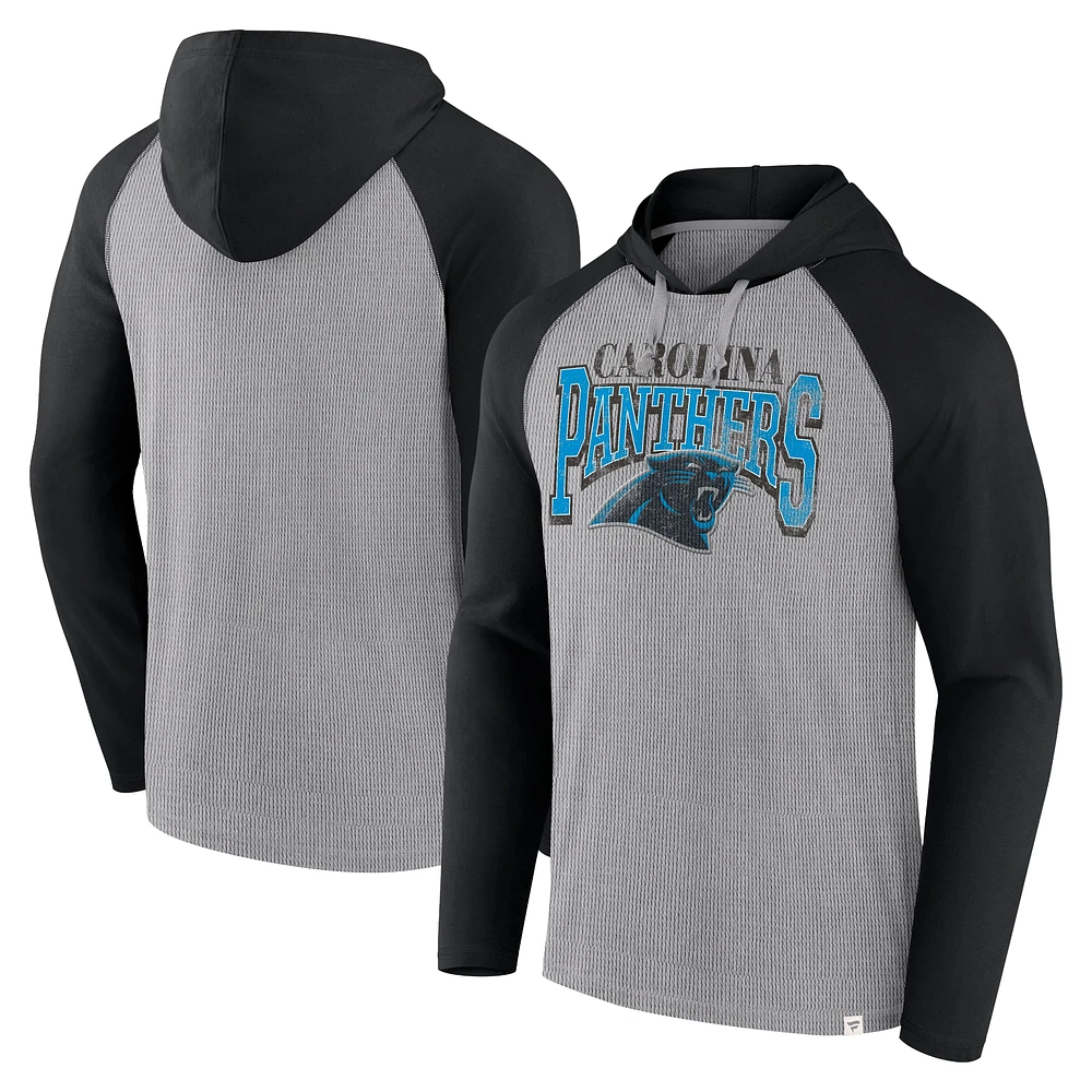 T-shirt à capuche manches longues Fanatics pour hommes gris/noir Carolina Panthers Under Center