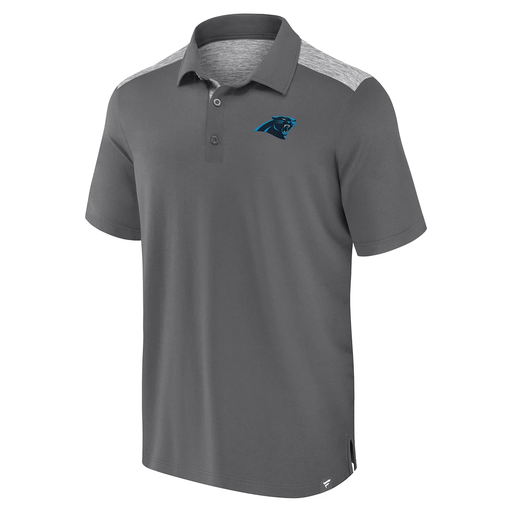 Men's Fanatics Gray Carolina Panthers Long Shot Polo