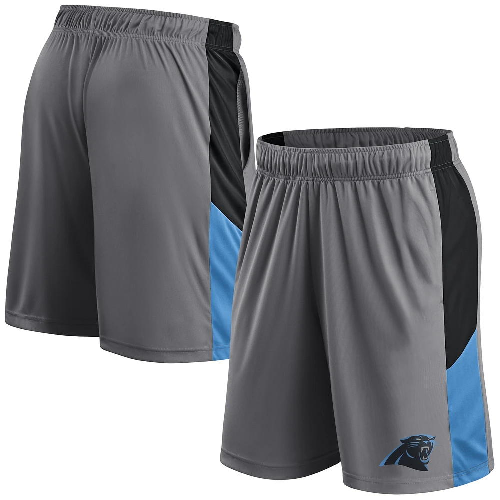 Short gris avec logo principal des Carolina Panthers pour hommes Fanatics