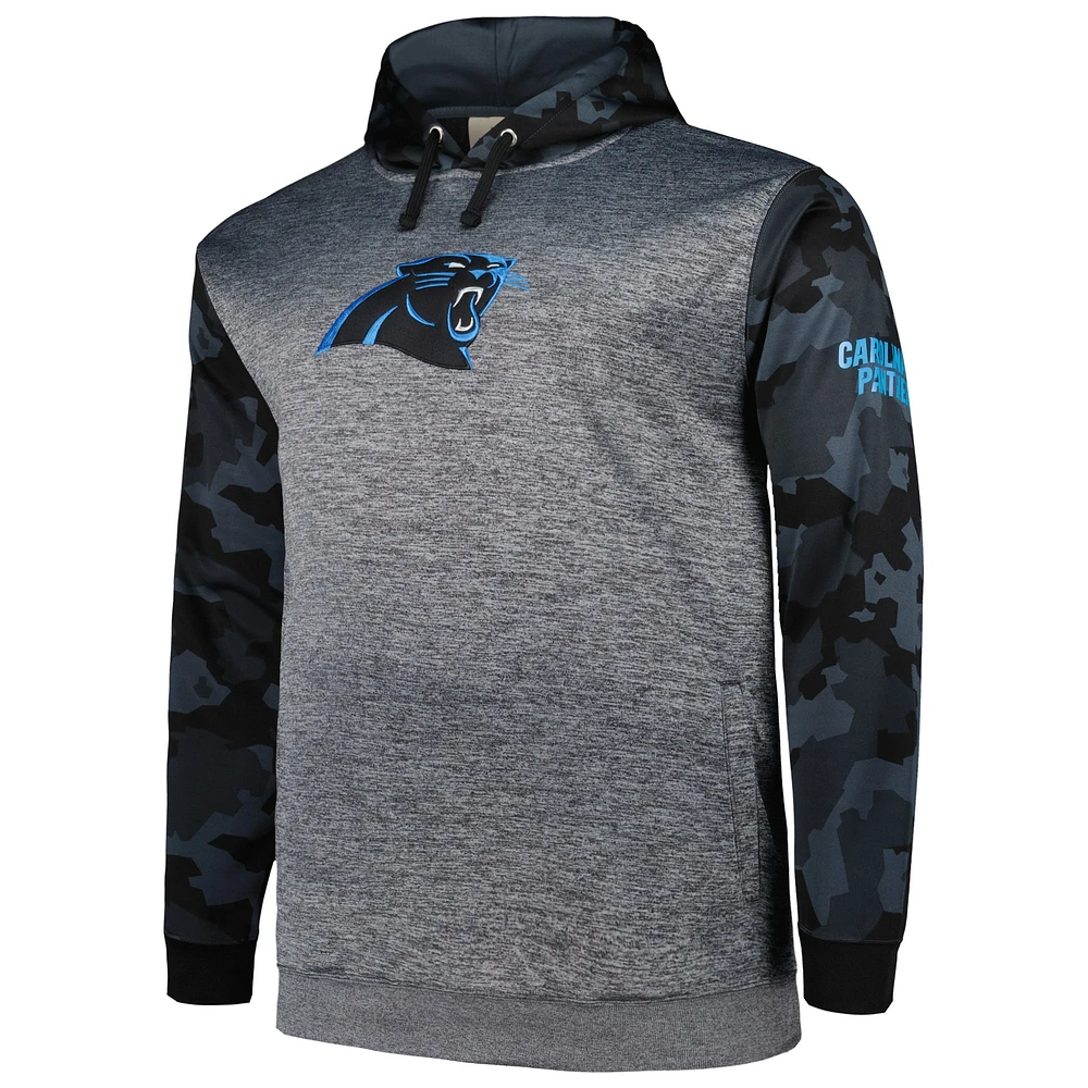 Men's Fanatics Heather Charcoal Carolina Panthers Big & Tall Camo Pullover Hoodie