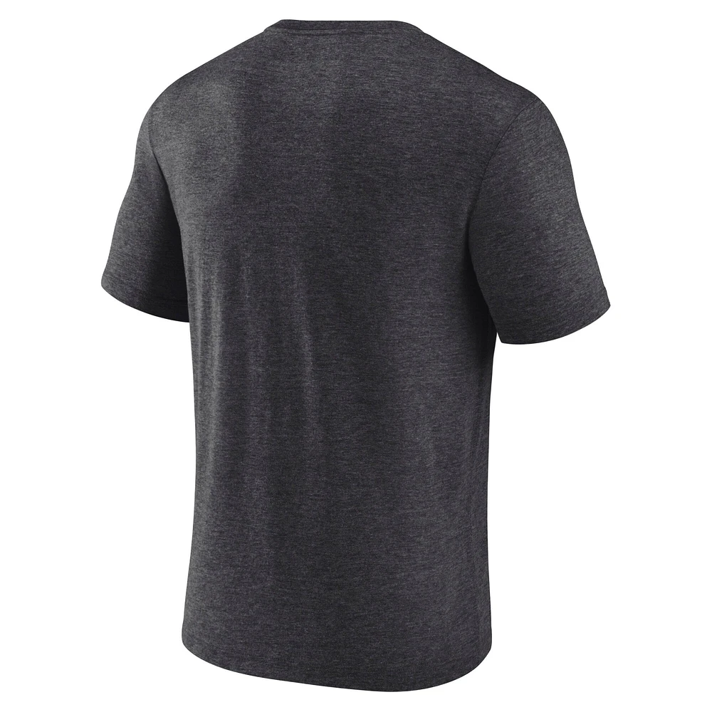Men's Fanatics Heather Charcoal Carolina Panthers Extreme Tackle Tri-Blend T-Shirt