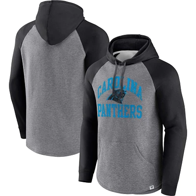 Men's Fanatics Heather Gray Carolina Panthers Favorite Arch Raglan Pullover Hoodie