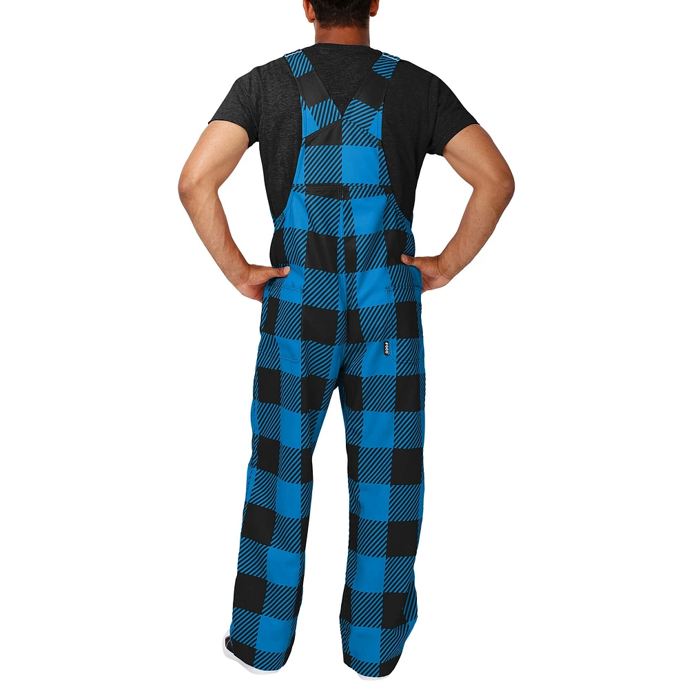 Men's FOCO  Blue Carolina Panthers Big Logo Plaid Overalls