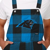 Salopette à carreaux FOCO Blue Carolina Panthers pour hommes avec grand logo