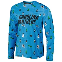 FOCO Blue Carolina Panthers Holiday Repeat T-shirt à manches longues pour homme
