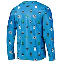 FOCO Blue Carolina Panthers Holiday Repeat T-shirt à manches longues pour homme