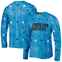 FOCO Blue Carolina Panthers Holiday Repeat T-shirt à manches longues pour homme