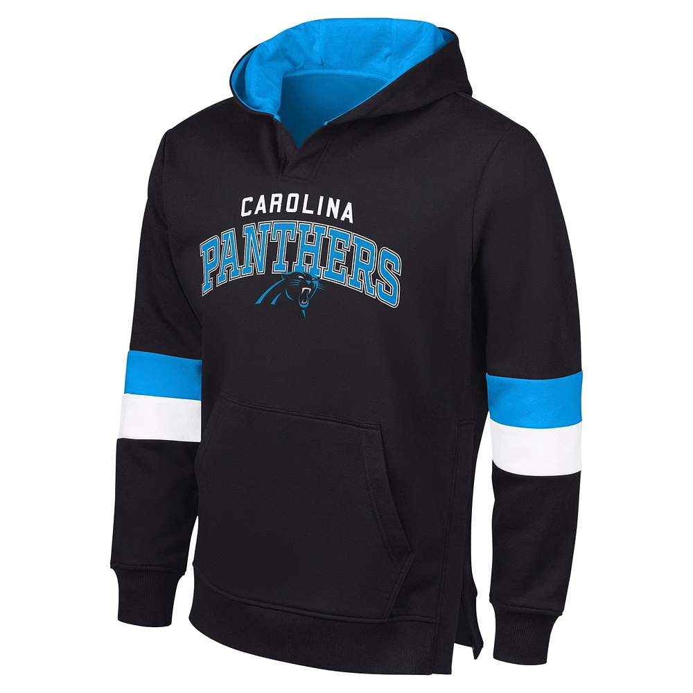 Men's G-III Sports by Carl Banks Black/Blue Carolina Panthers Adaptive Faceoff Pullover Hoodie