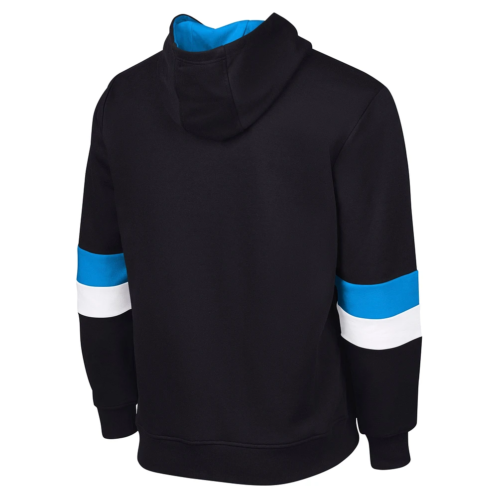 Men's G-III Sports by Carl Banks Black/Blue Carolina Panthers Adaptive Faceoff Pullover Hoodie