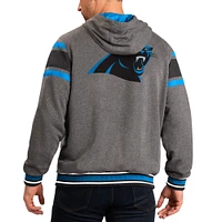 Men's G-III Sports by Carl Banks Gray/Black Carolina Panthers Extreme Full Back Reversible Hoodie Full-Zip Jacket