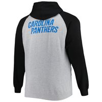 Men's Heather Gray Carolina Panthers Big & Tall Fleece Raglan Full-Zip Hoodie Jacket