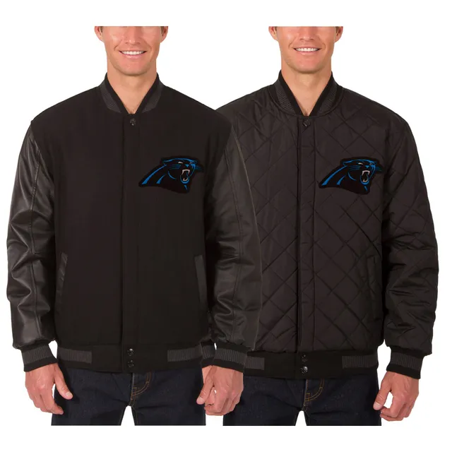 Men's JH Design Charcoal Buffalo Bills Wool & Leather Reversible Jacket with Embroidered Logos Size: Small