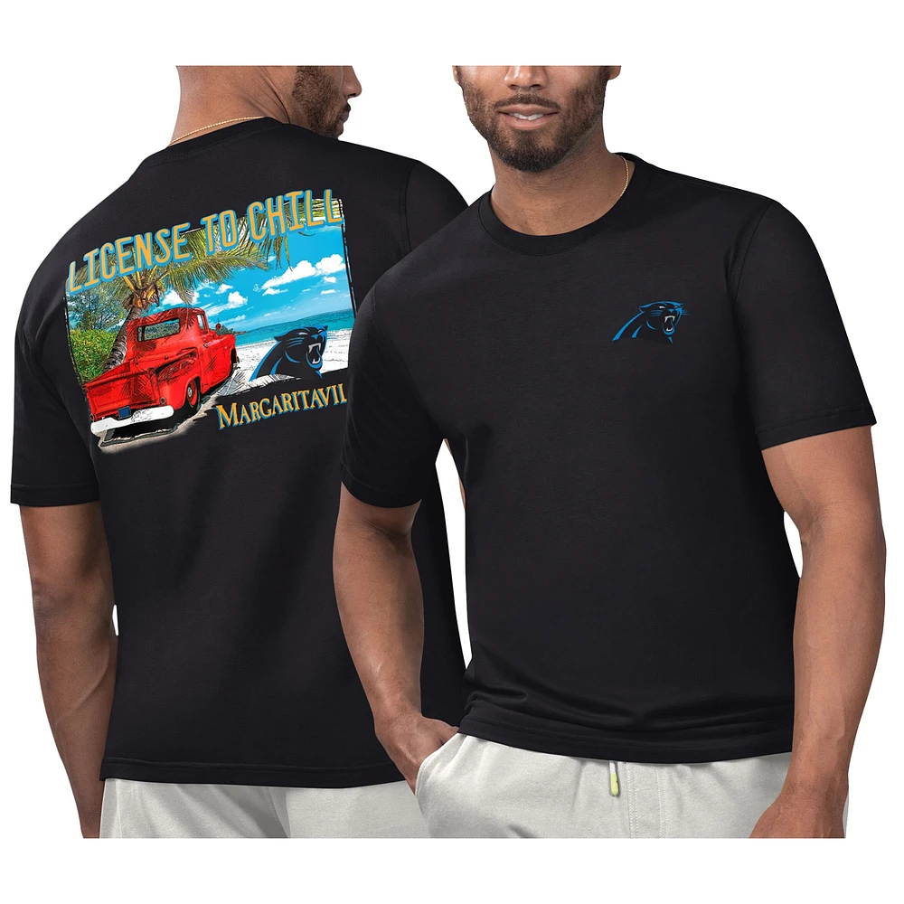 T-shirt sous licence pour hommes des Black Carolina Panthers de Margaritaville se détendre