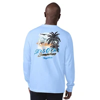 T-shirt à manches longues bleu clair Margaritaville pour homme, motif Carolina Panthers, « It's Five O'Clock Somewhere »