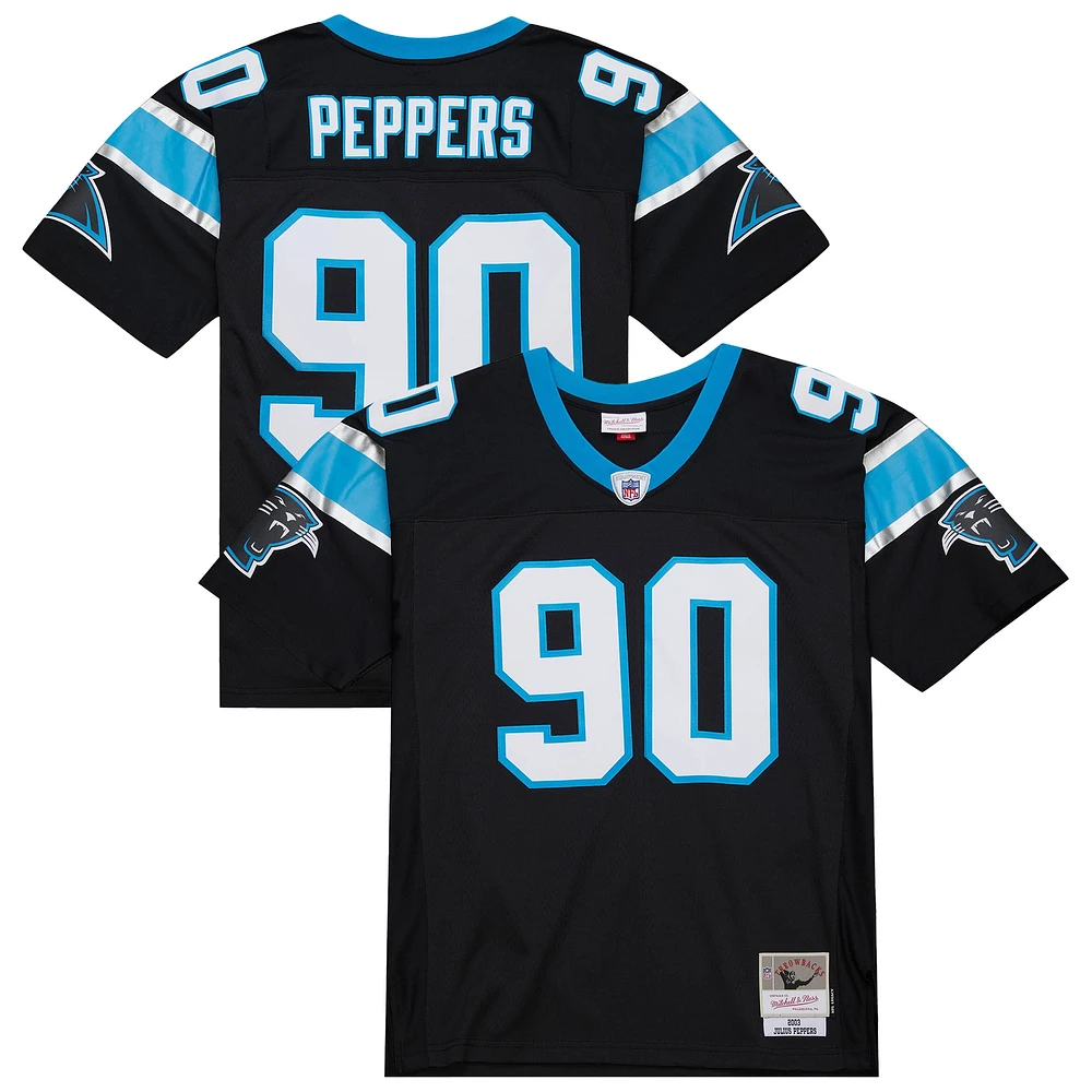 Maillot de joueur retraité Mitchell & Ness Julius Peppers Black Carolina Panthers Big Tall 2003 Alternate Legacy pour homme