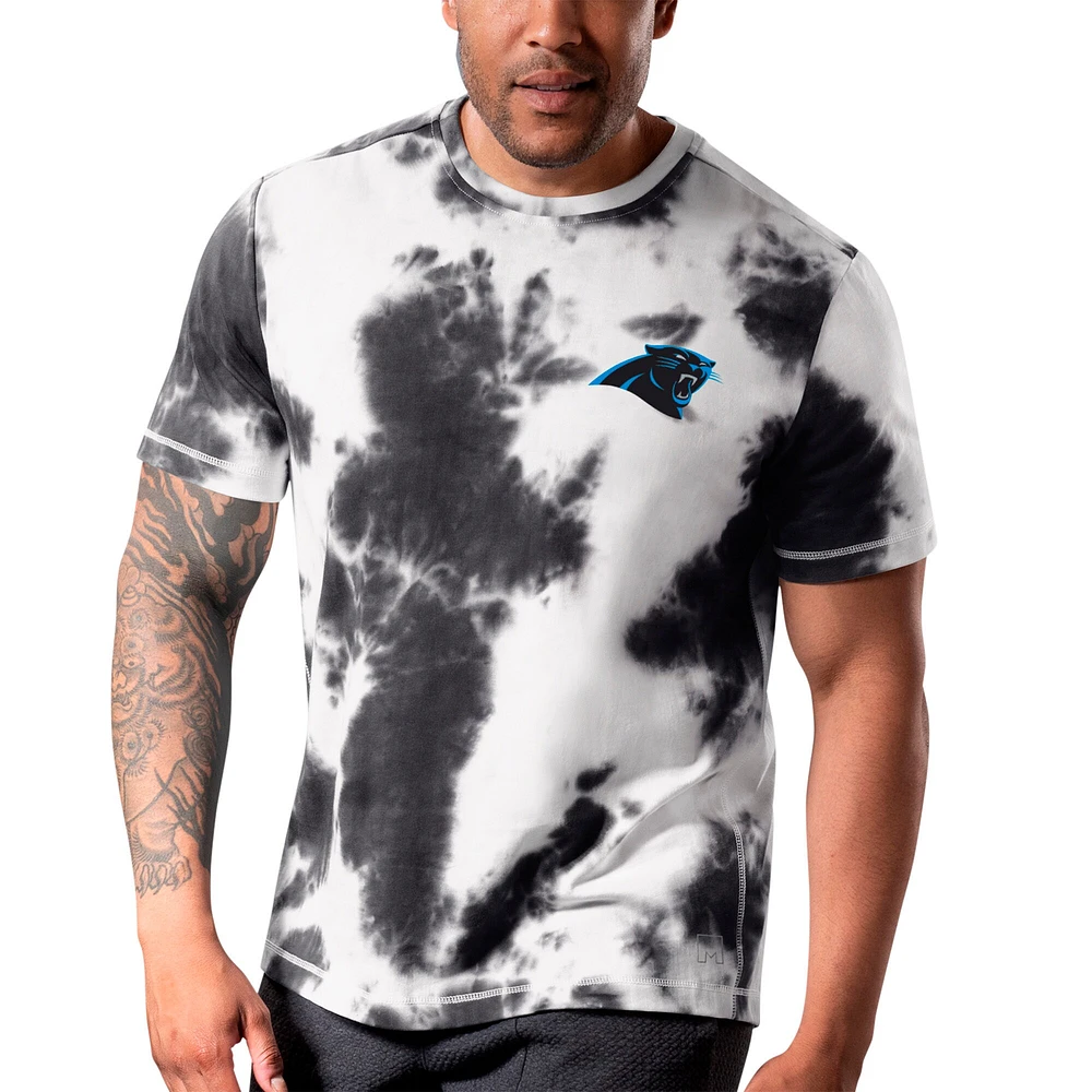 T-shirt MSX by Michael Strahan Black Carolina Panthers Freestyle Tie-Dye pour homme