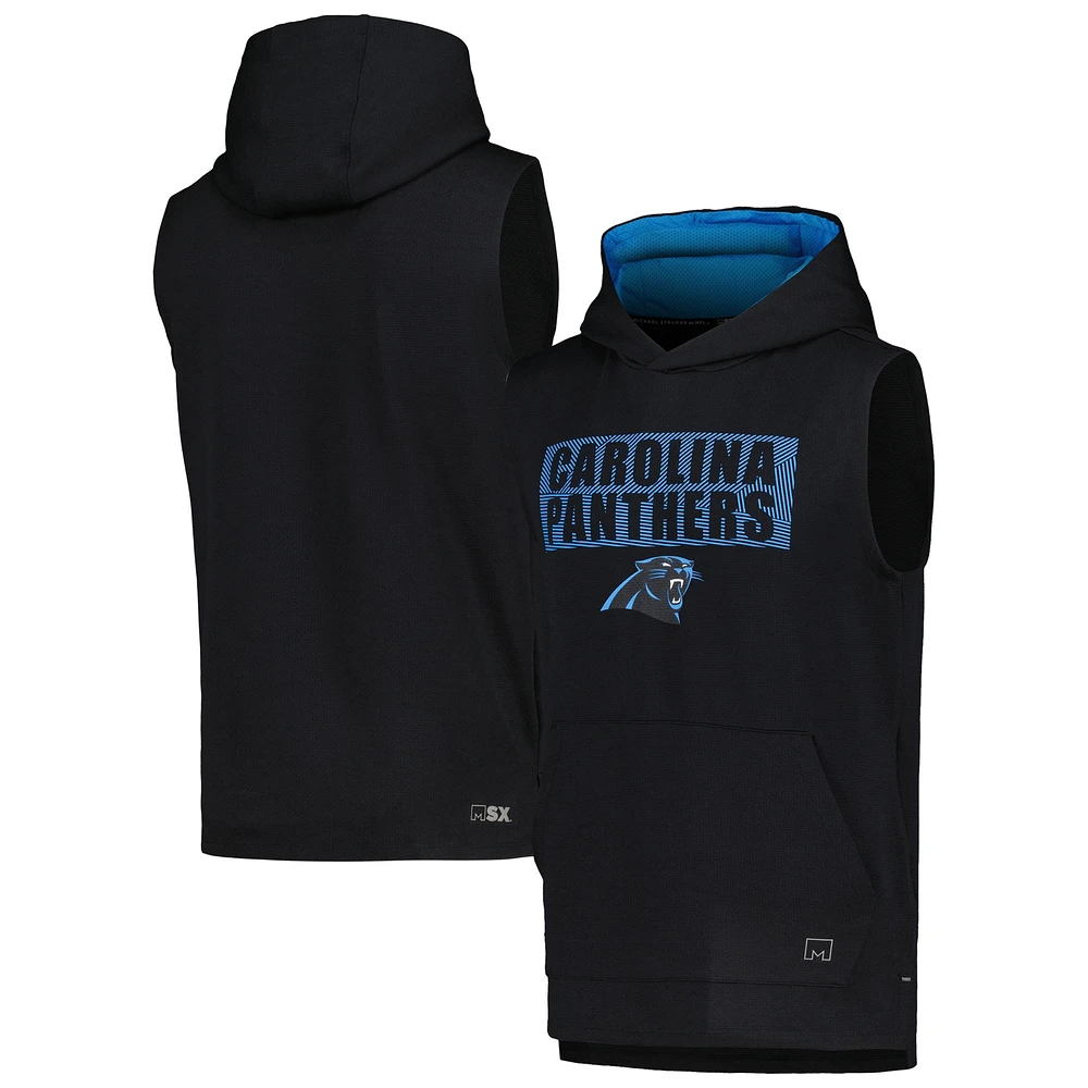 Sweat à capuche sans manches Marathon des Panthers de la Caroline noirs MSX par Michael Strahan pour hommes