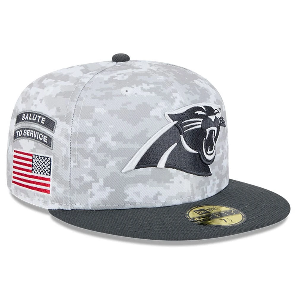 Men's New Era Arctic Camo/Graphite Carolina Panthers 2024 Salute To Service 59FIFTY Fitted Hat