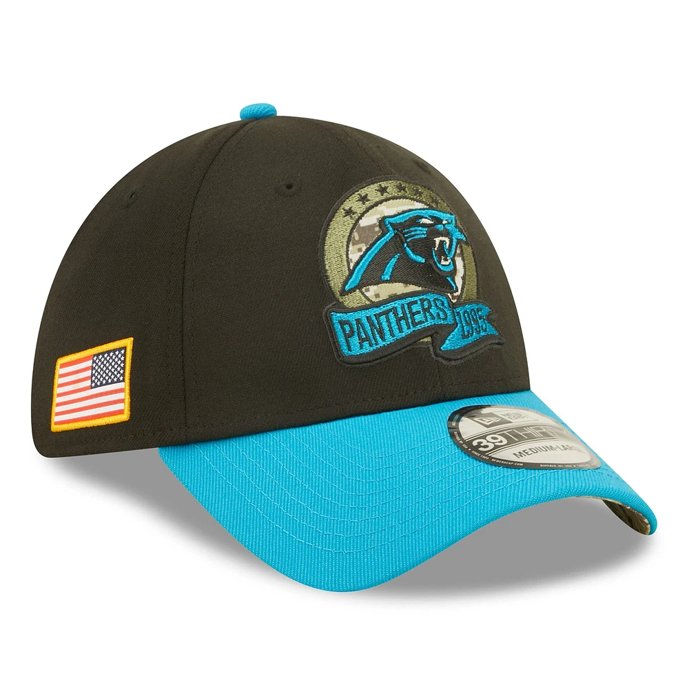 Casquette Flex New Era Carolina Panthers 2022 Salute To Service 39THIRTY pour homme, noir/bleu