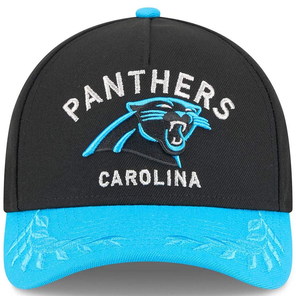 Men's New Era Black/Blue Carolina Panthers 2025 NFL Draft 9FORTY A-Frame M-Crown Adjustable Hat