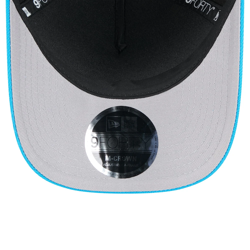 Men's New Era Black/Blue Carolina Panthers 2025 NFL Draft 9FORTY A-Frame M-Crown Adjustable Hat