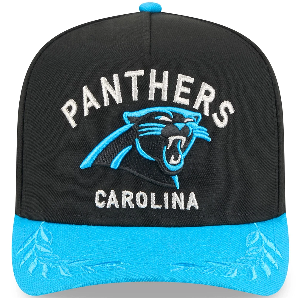 Men's New Era  Black/Blue Carolina Panthers 2025 NFL Draft A-Frame 9FIFTY Snapback Hat