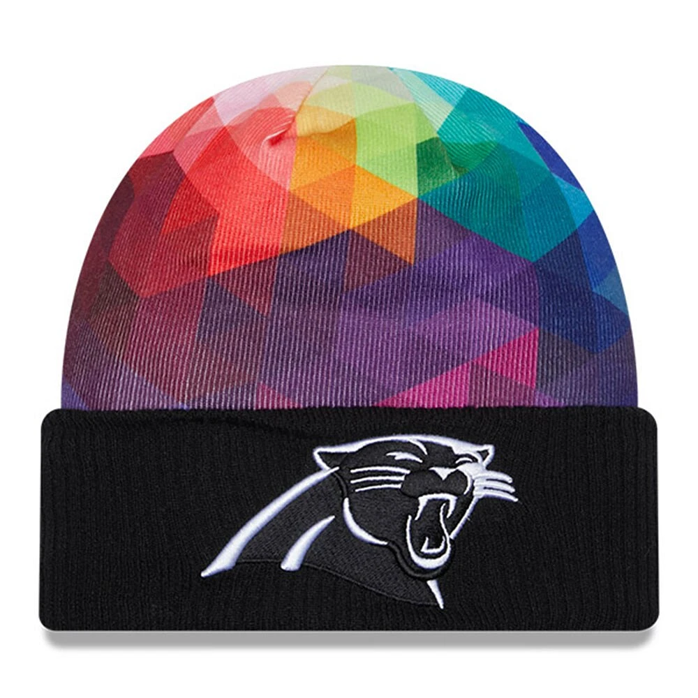 Bonnet en tricot à revers NFL Crucial Catch New Era pour hommes, noir Carolina Panthers 2023