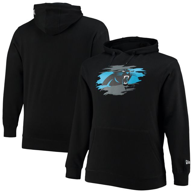 Chandail à capuchon noir enfiler avec logo principal Carolina Panthers Big & Tall New Era pour homme