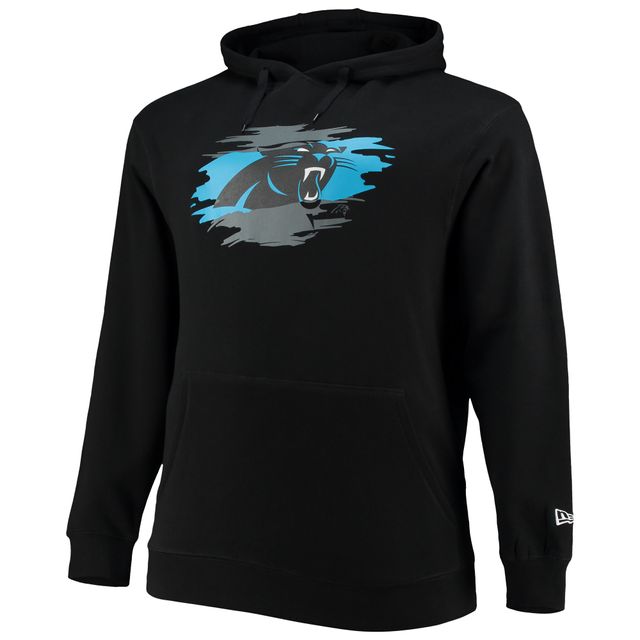 Chandail à capuchon noir enfiler avec logo principal Carolina Panthers Big & Tall New Era pour homme