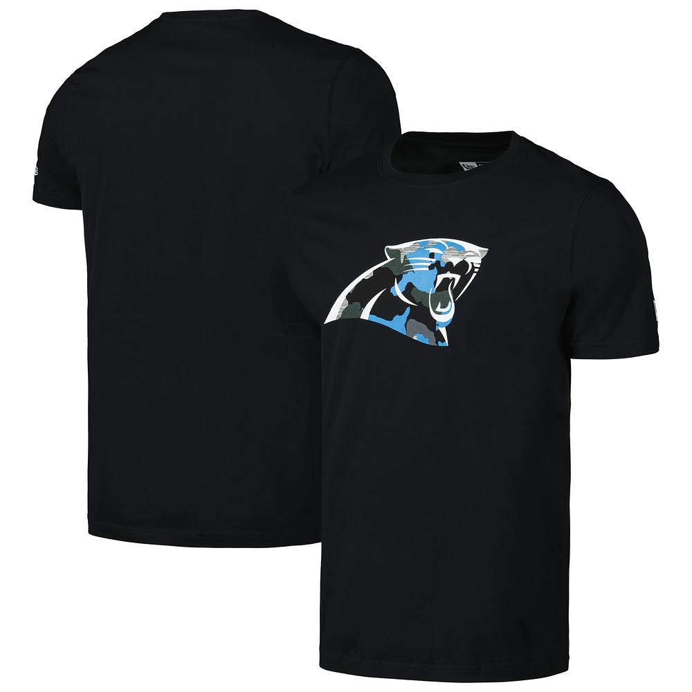 T-shirt noir avec logo camouflage des Panthers de la Caroline New Era pour hommes