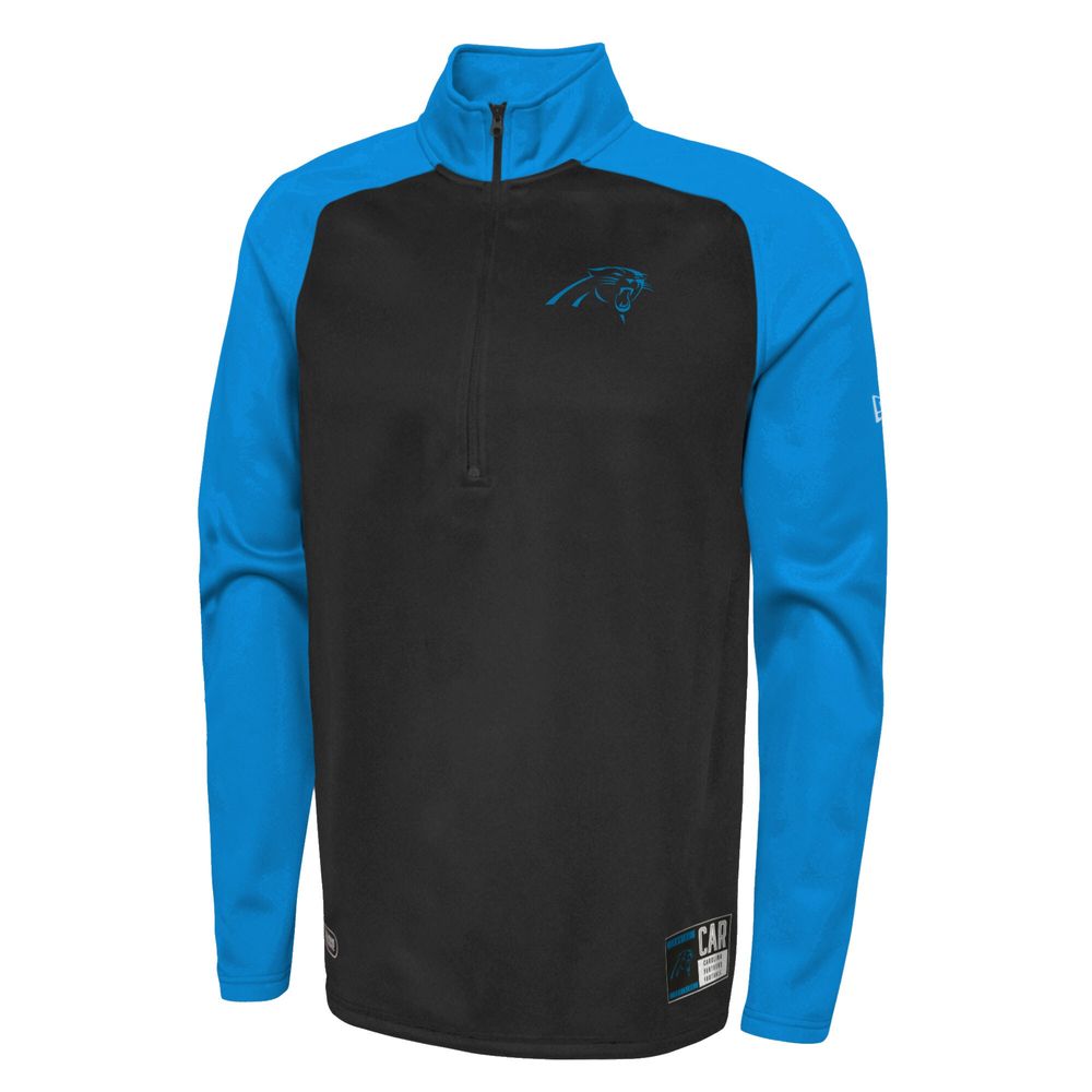 Men's New Era Black Carolina Panthers Combine Authentic O-Line Raglan Half-Zip Jacket