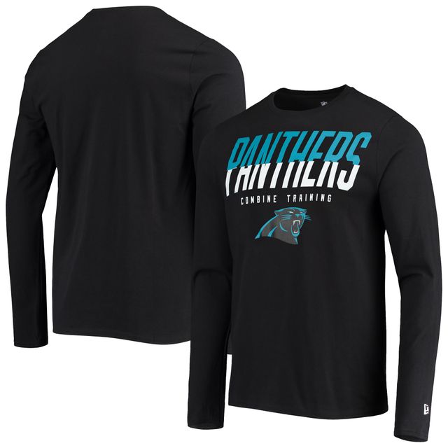 T-shirt à manches longues New Era Black Carolina Panthers pour homme Combine Authentic Split Line