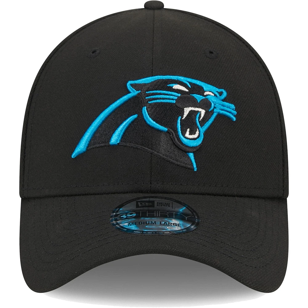 Men's New Era Black Carolina Panthers  Main 39THIRTY Flex Hat