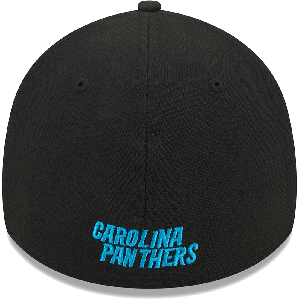 Men's New Era Black Carolina Panthers  Main 39THIRTY Flex Hat