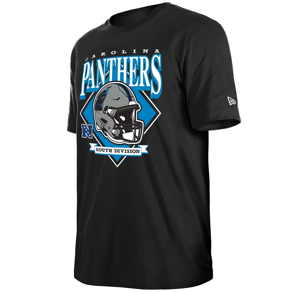 T-shirt noir avec logo de l'équipe des Panthers la Caroline New Era pour hommes