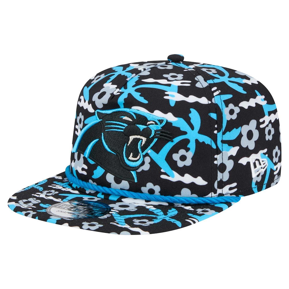 Men's New Era Black Carolina Panthers Wakey Wakey Golfer Snapback Hat