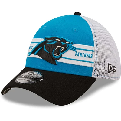 Casquette 39THIRTY à bandes New Era pour homme des Panthers de la Caroline, bleu/noir - flex