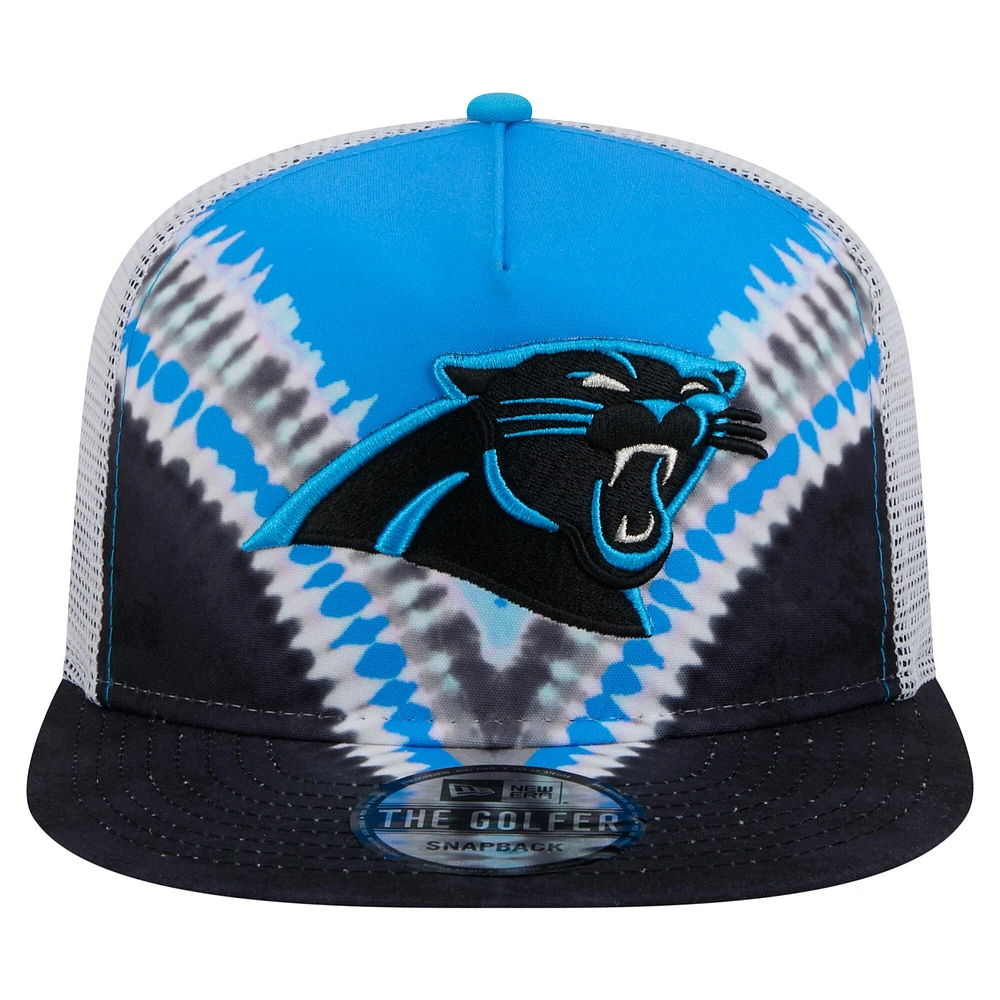 Casquette de golf à visière arrière bleu/noir Carolina Panthers de New Era pour homme