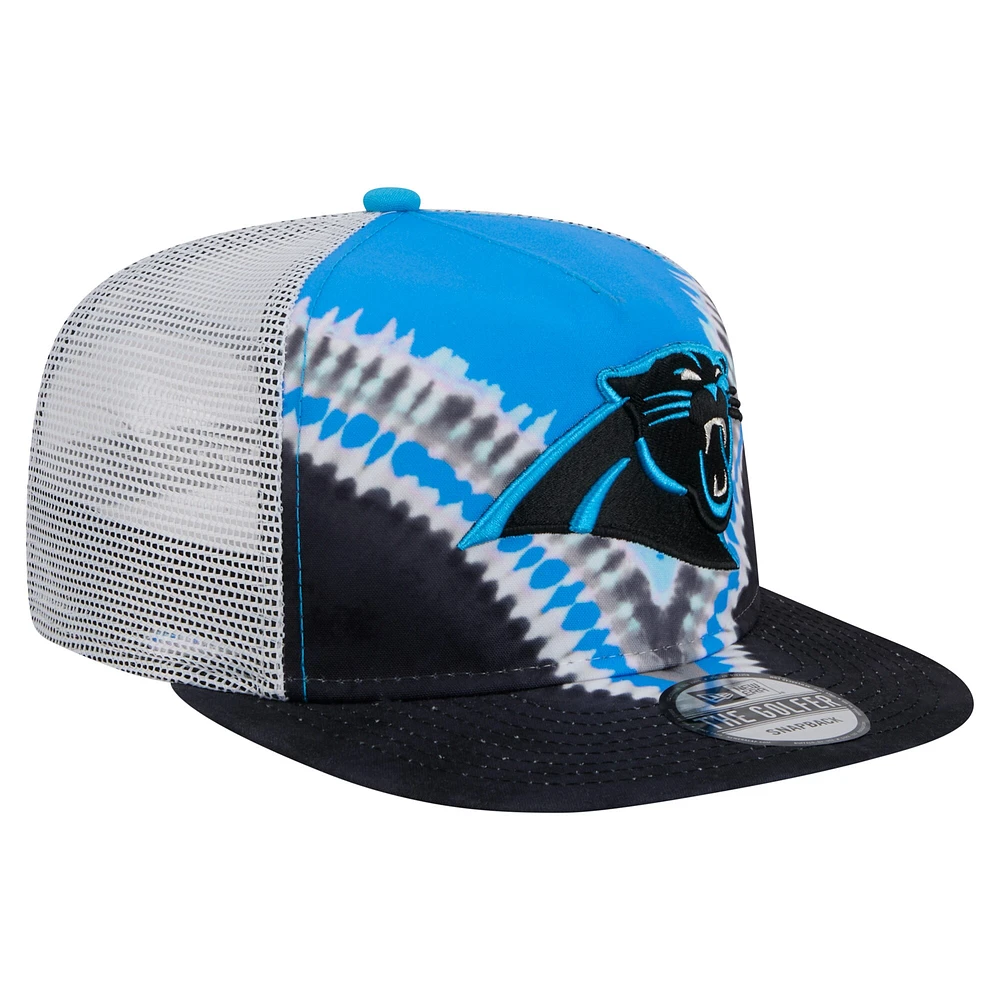 Casquette de golf à visière arrière bleu/noir Carolina Panthers de New Era pour homme