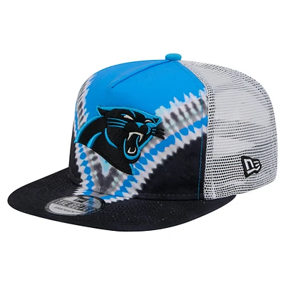 Casquette de golf à visière arrière bleu/noir Carolina Panthers de New Era pour homme
