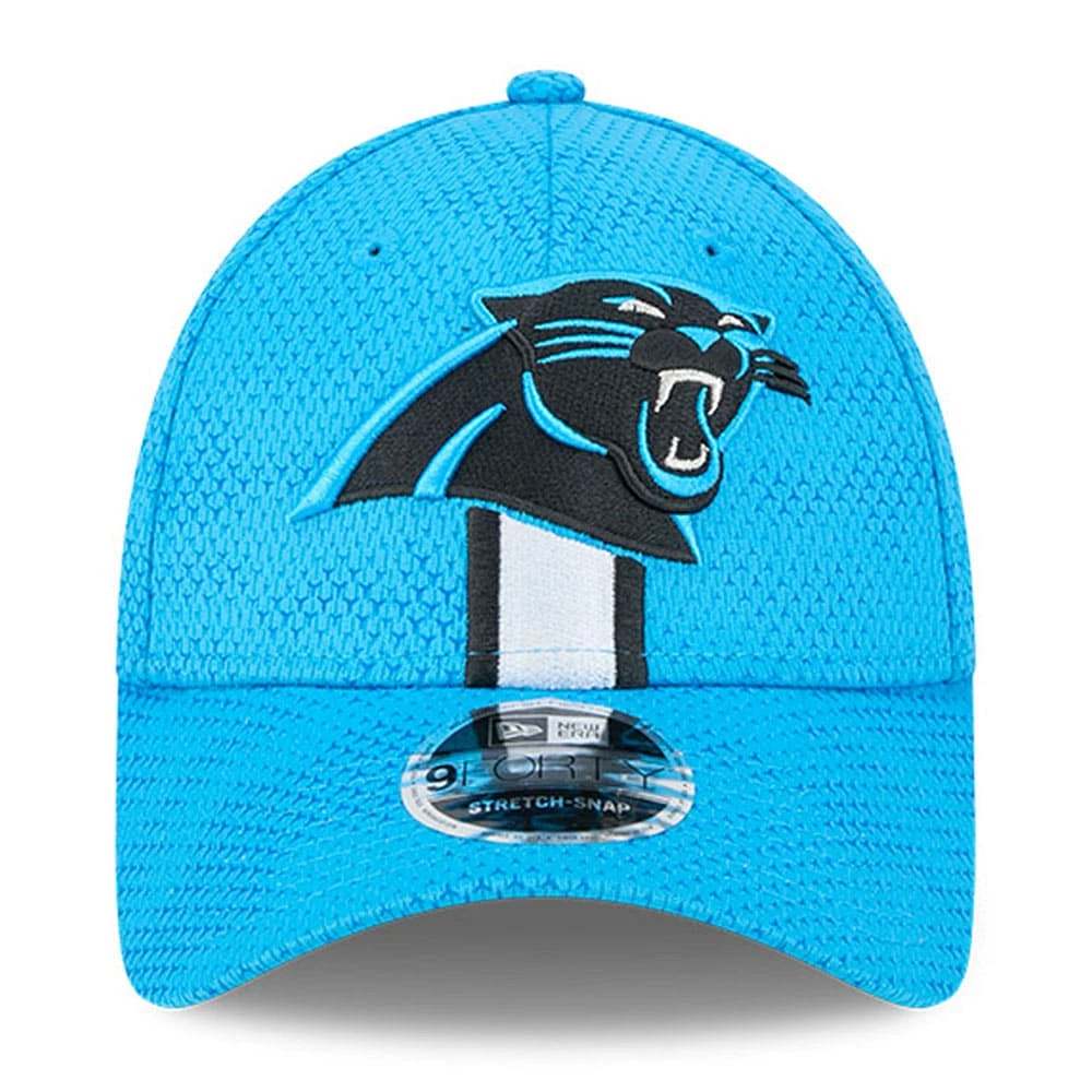 Casquette extensible à bouton-pression New Era Blue Carolina Panthers 2024 Sideline 9FORTY pour hommes