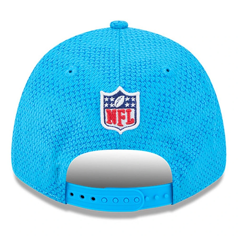 Casquette extensible à bouton-pression New Era Blue Carolina Panthers 2024 Sideline 9FORTY pour hommes