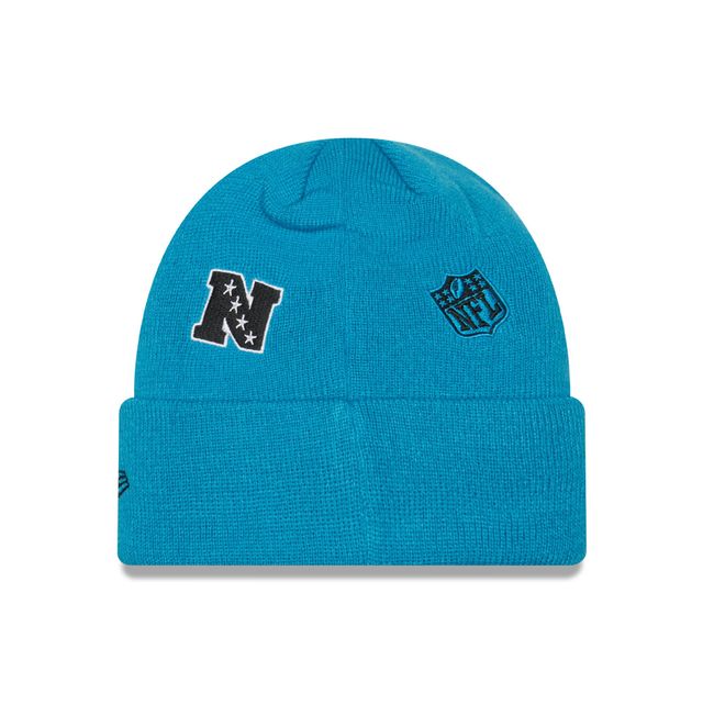 Casquette en tricot à revers Identity des Panthers de la Caroline pour homme New Era - Bleu - Bonnet