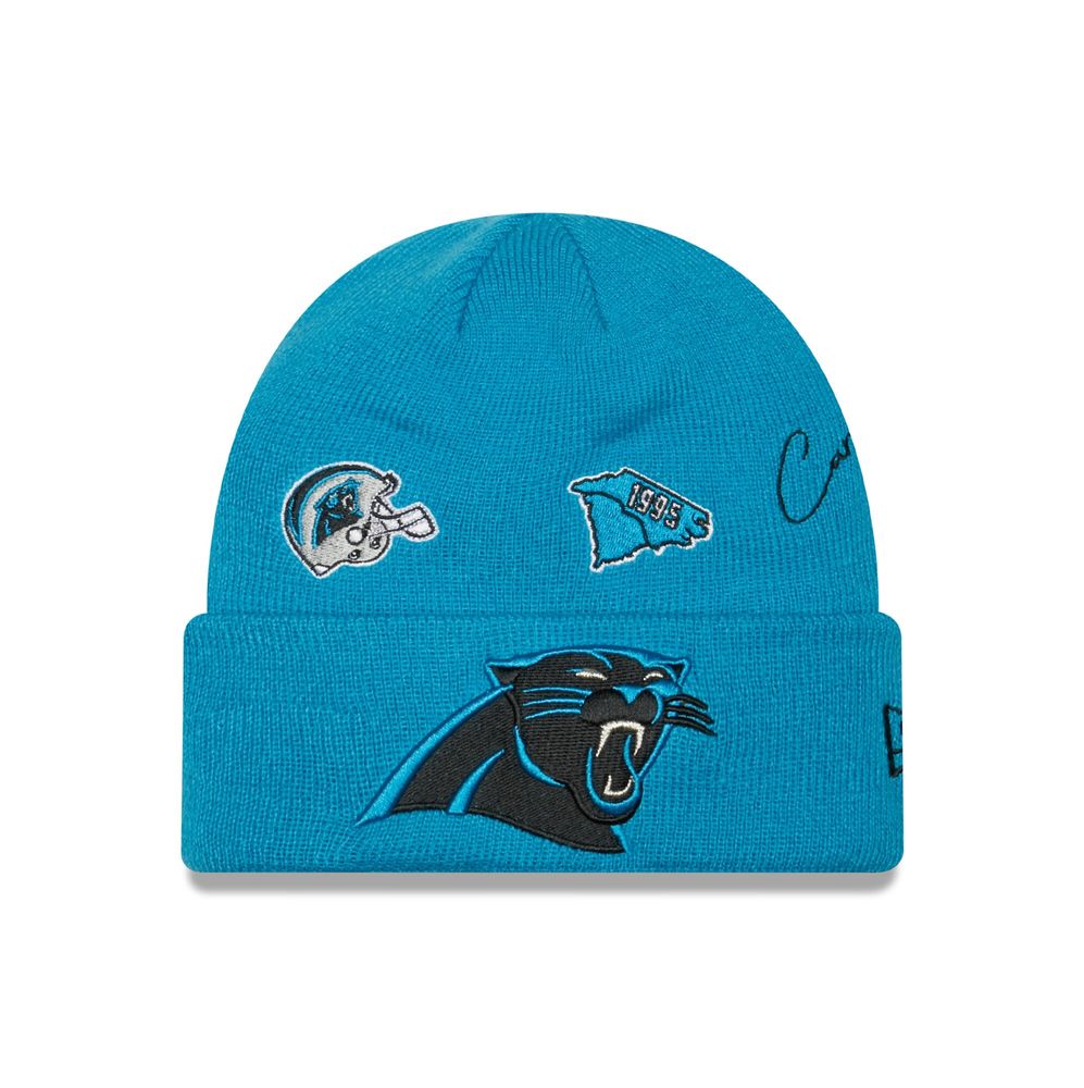 Men's New Era Blue Carolina Panthers Identity Cuffed Knit - Hat