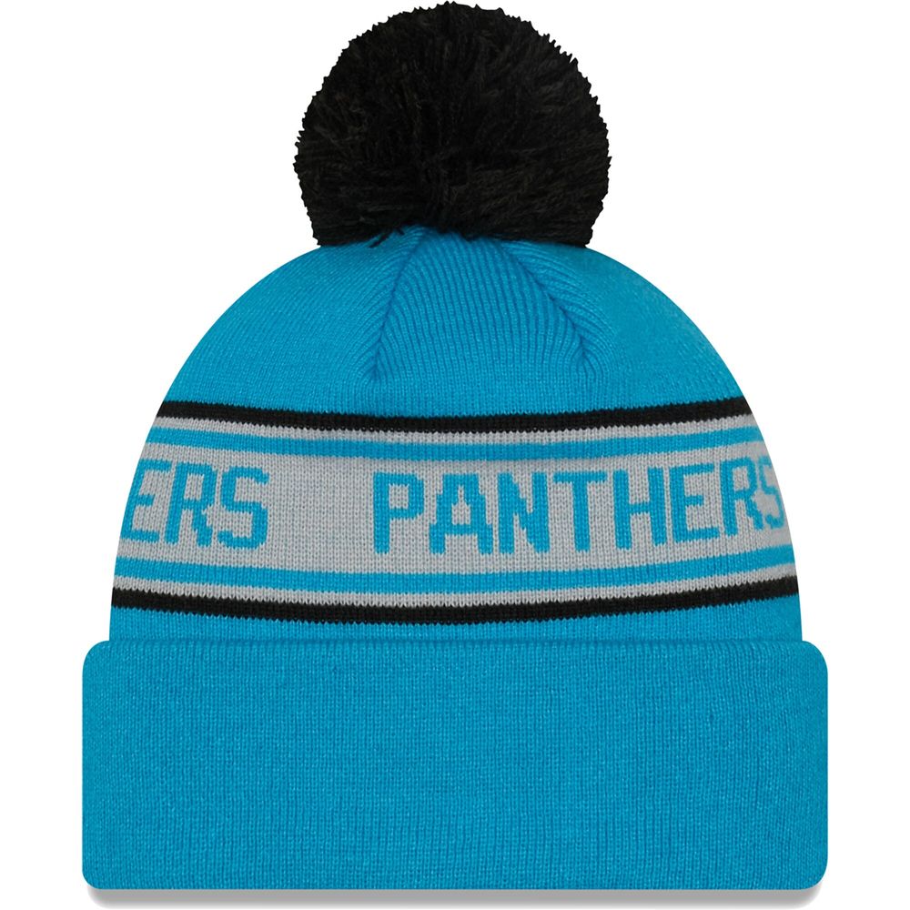 Men's New Era Blue Carolina Panthers Repeat - Cuffed Knit Hat with Pom